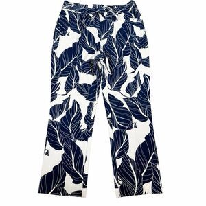 Liz Claiborne Women’s Navy White Leaf Print Tropical Vacation Ankle Pants Size 4